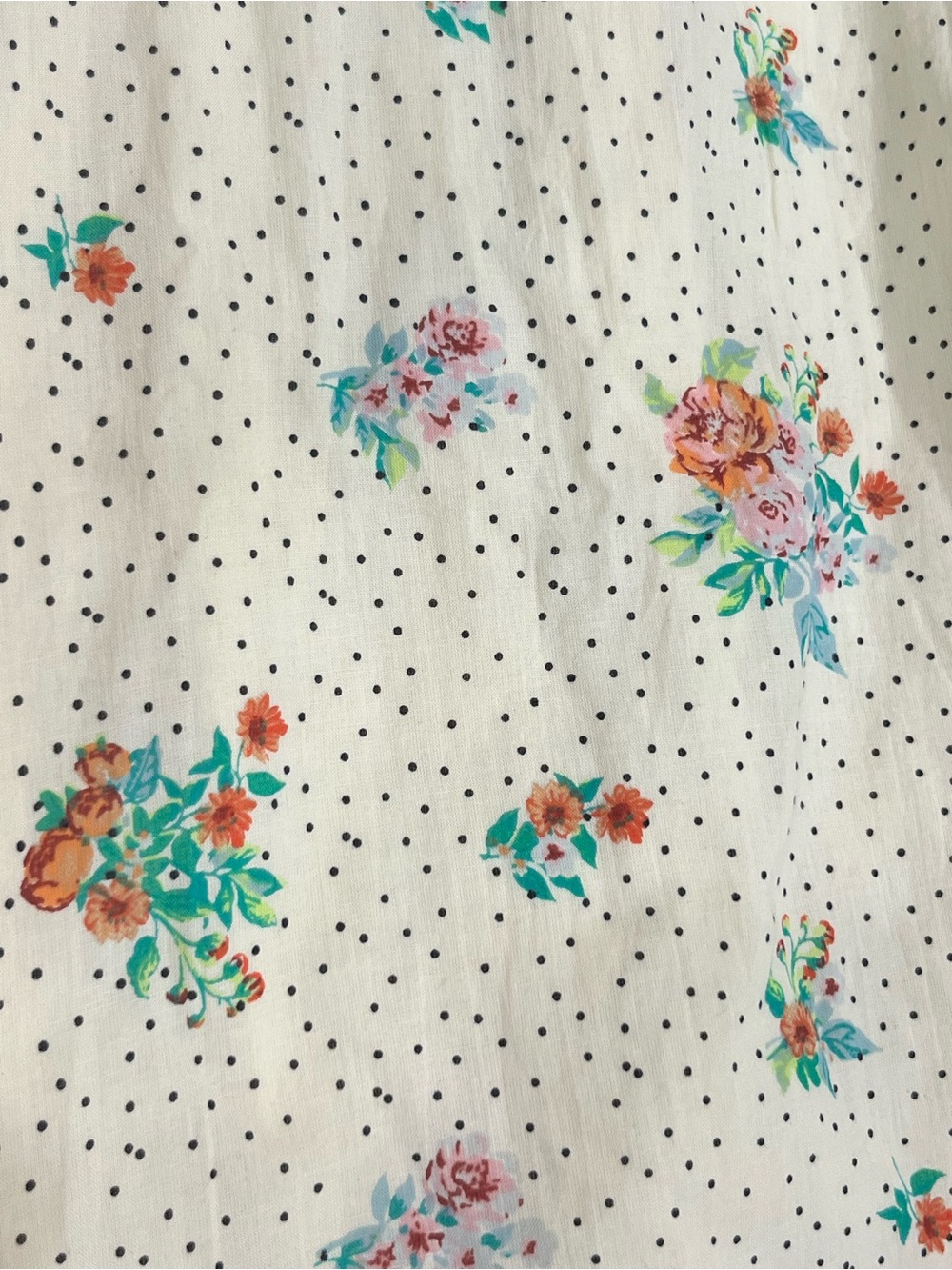 Cream Floral Polka Dot Smocked Maxi Dress Cottagecore Romantic Small NWT - Picture 3 of 9